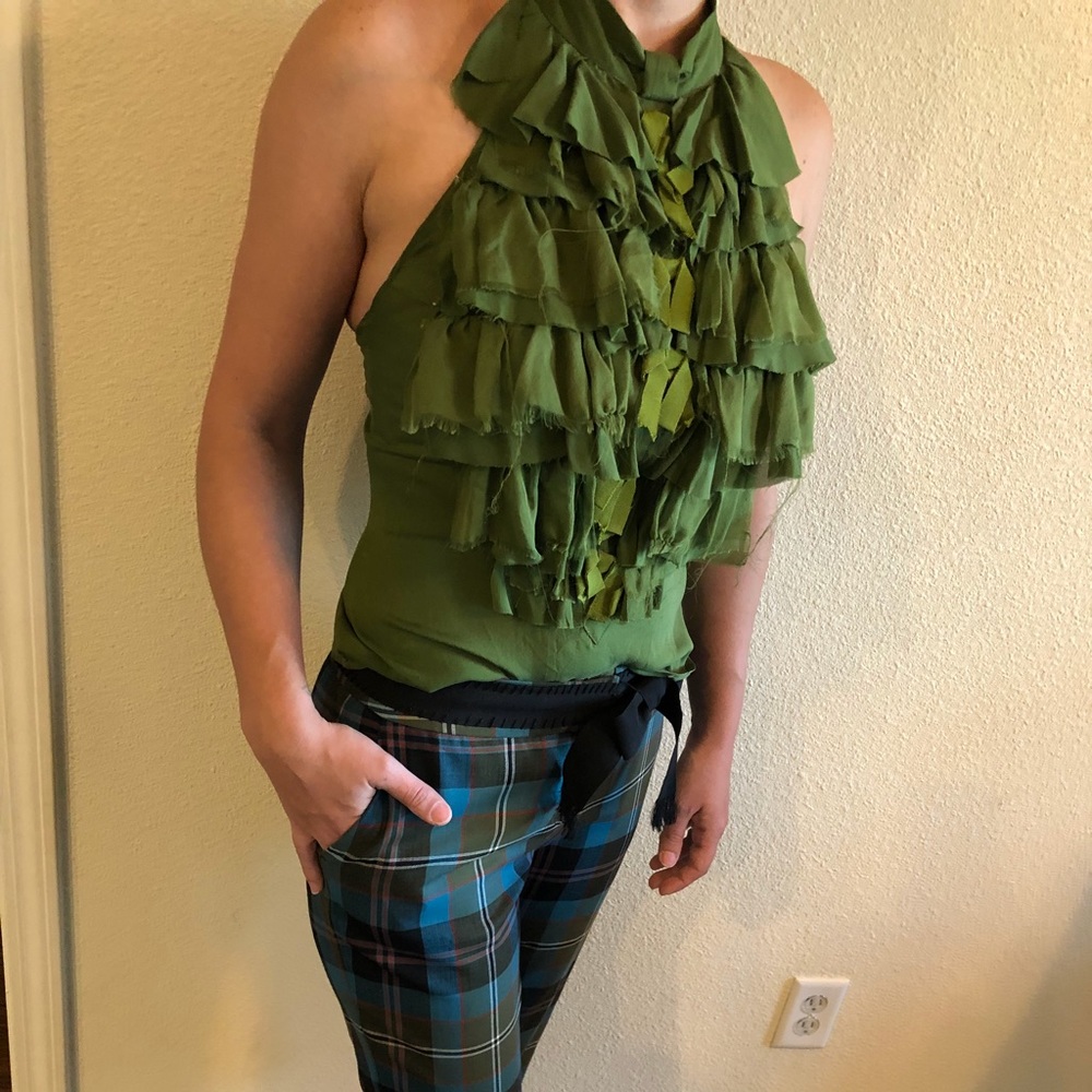 Green ruffle L.A.M.B. Top
